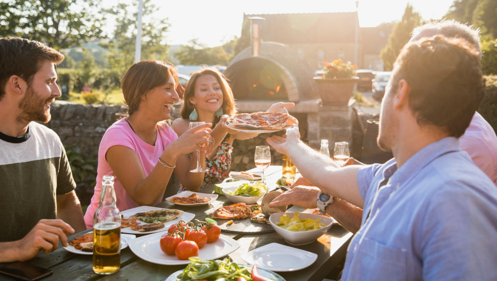 Group enjoying an outdoor meal