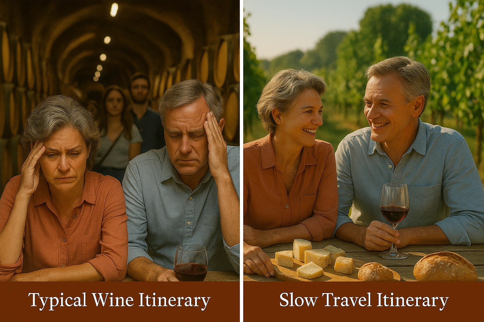 Difference between typical wine itinerary and slow travel itinerary